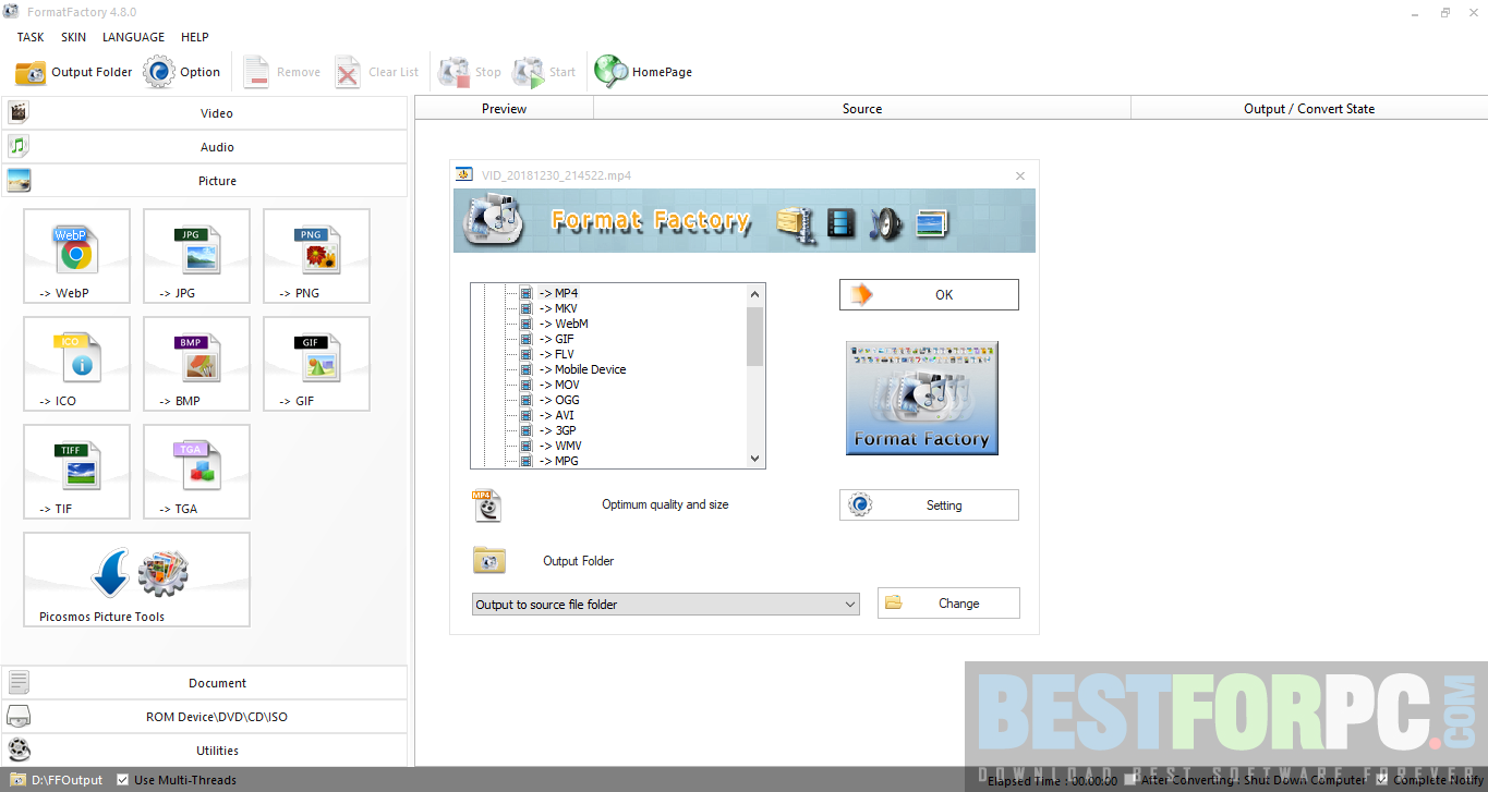 Format Factory 5.15.0 download the last version for windows